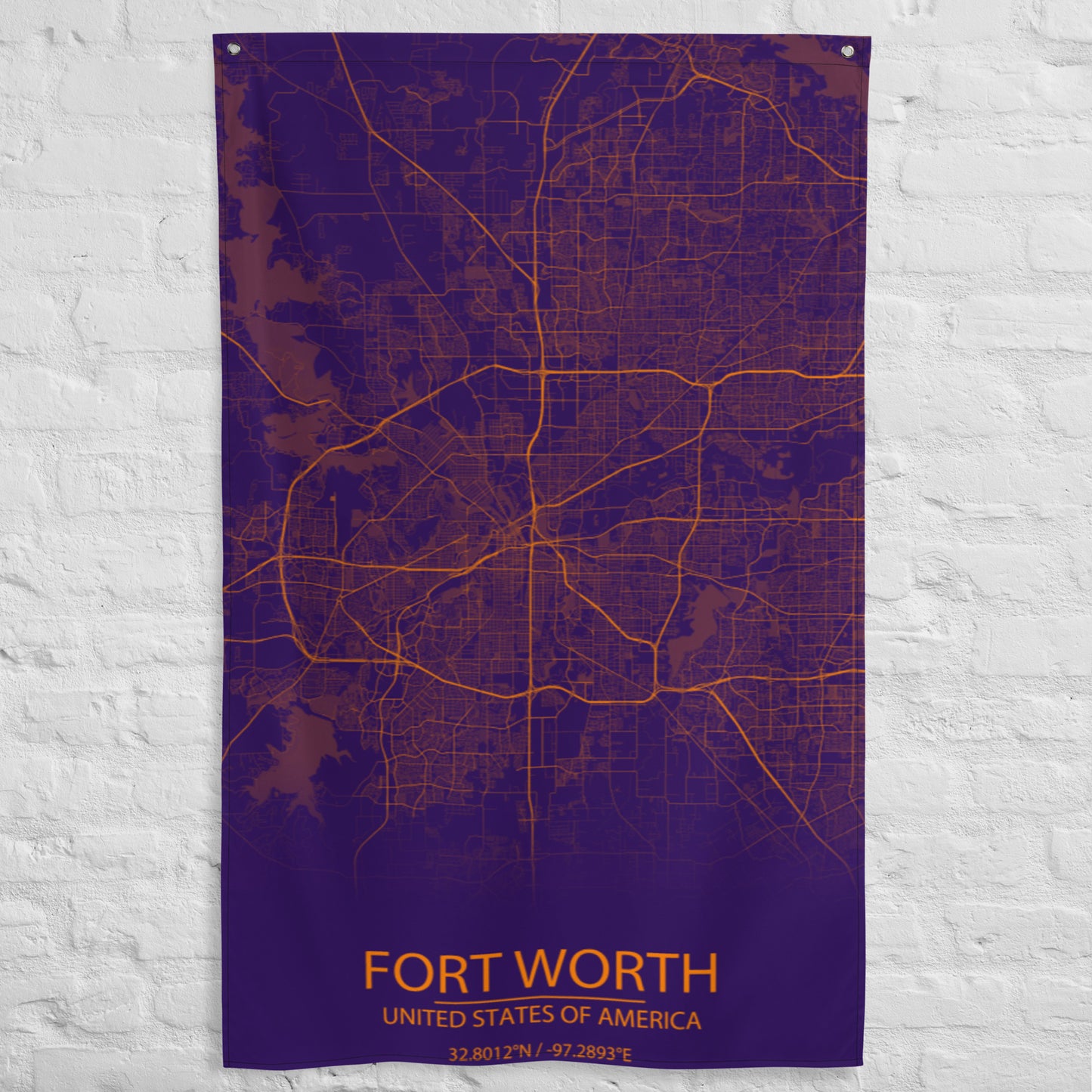 Fort Worth Purple and Orange Flag Map