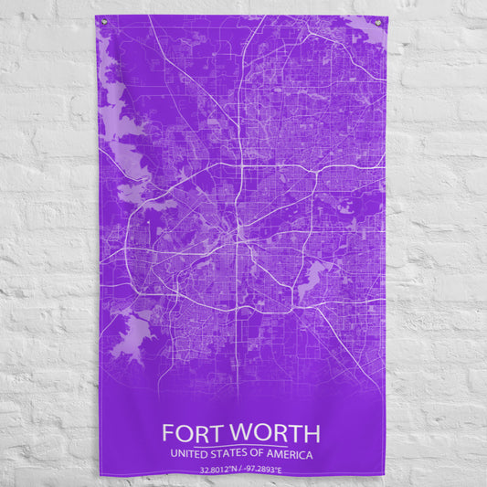 Fort Worth Purple and White Flag Map