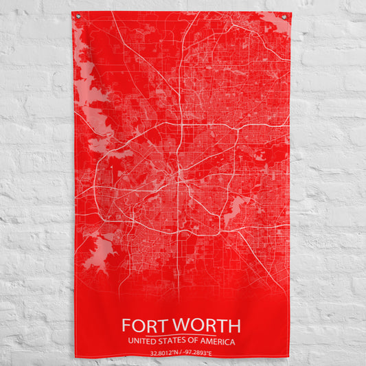 Fort Worth Red and White Flag Map