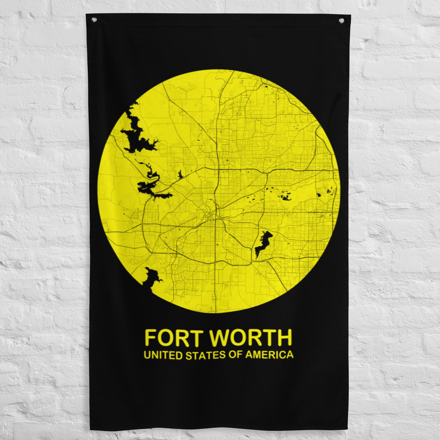 Fort Worth Circular Yellow Flag Map