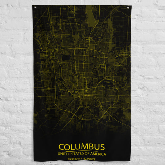 Columbus Black and Yellow Flag Map