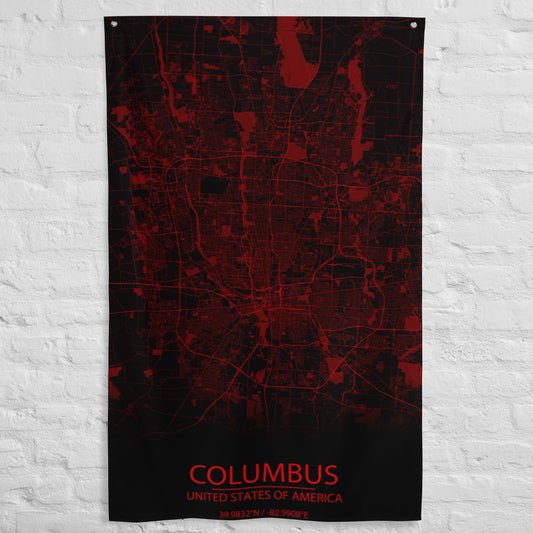 Columbus Black and Red Flag Map