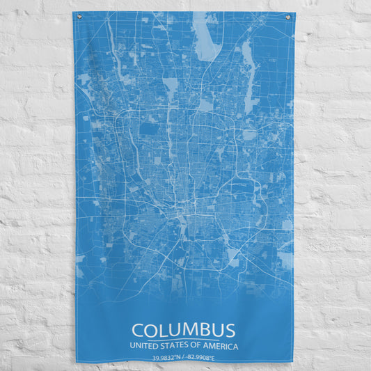 Columbus Blue and White Flag Map