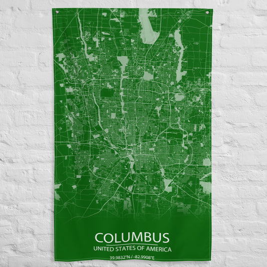 Columbus Green and White Flag Map