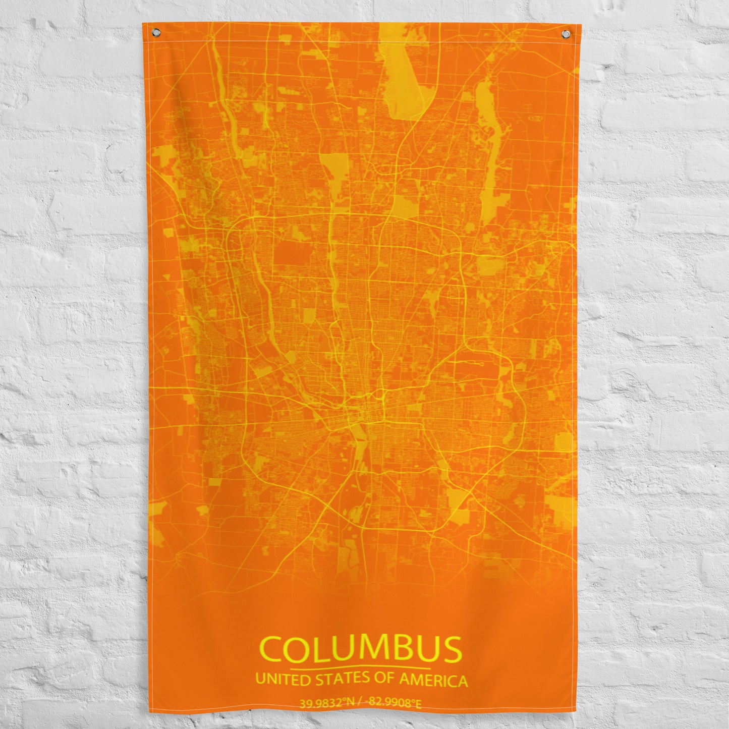 Columbus Orange and Yellow Flag Map