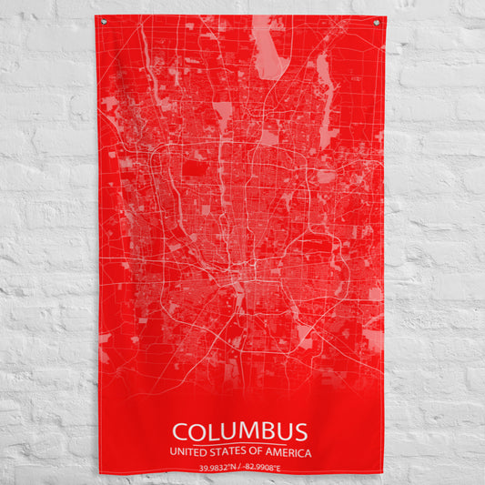 Columbus Red and White Flag Map