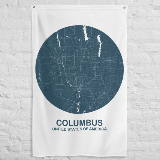 Columbus Circular Blue Flag Map