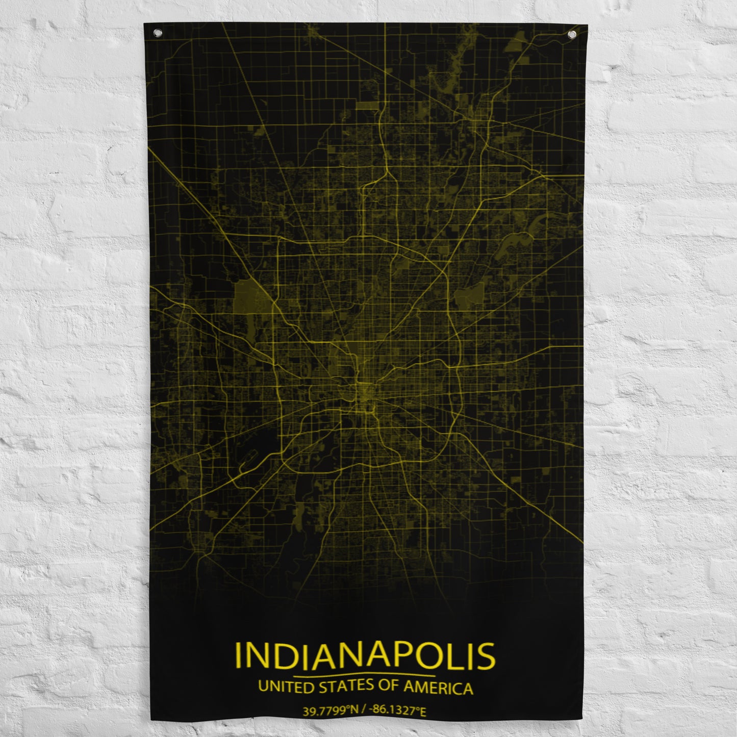 Indianapolis Black and Yellow Flag Map