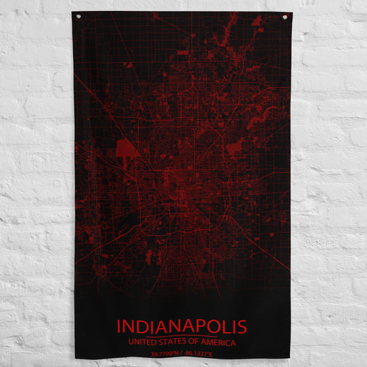 Indianapolis Black and Red Flag Map