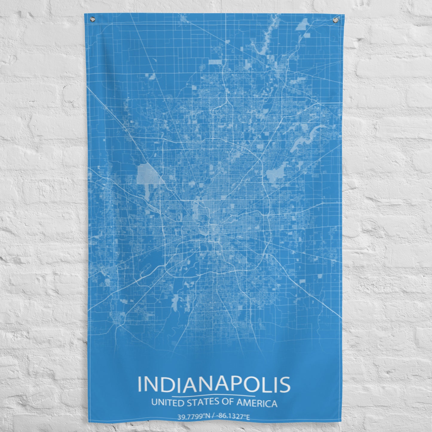 Indianapolis Blue and White Flag Map