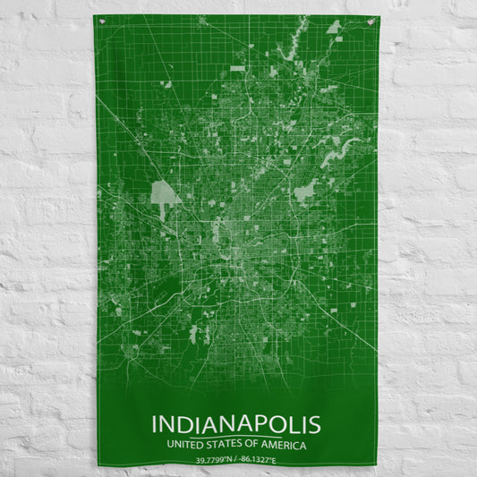 Indianapolis Green and White Flag Map