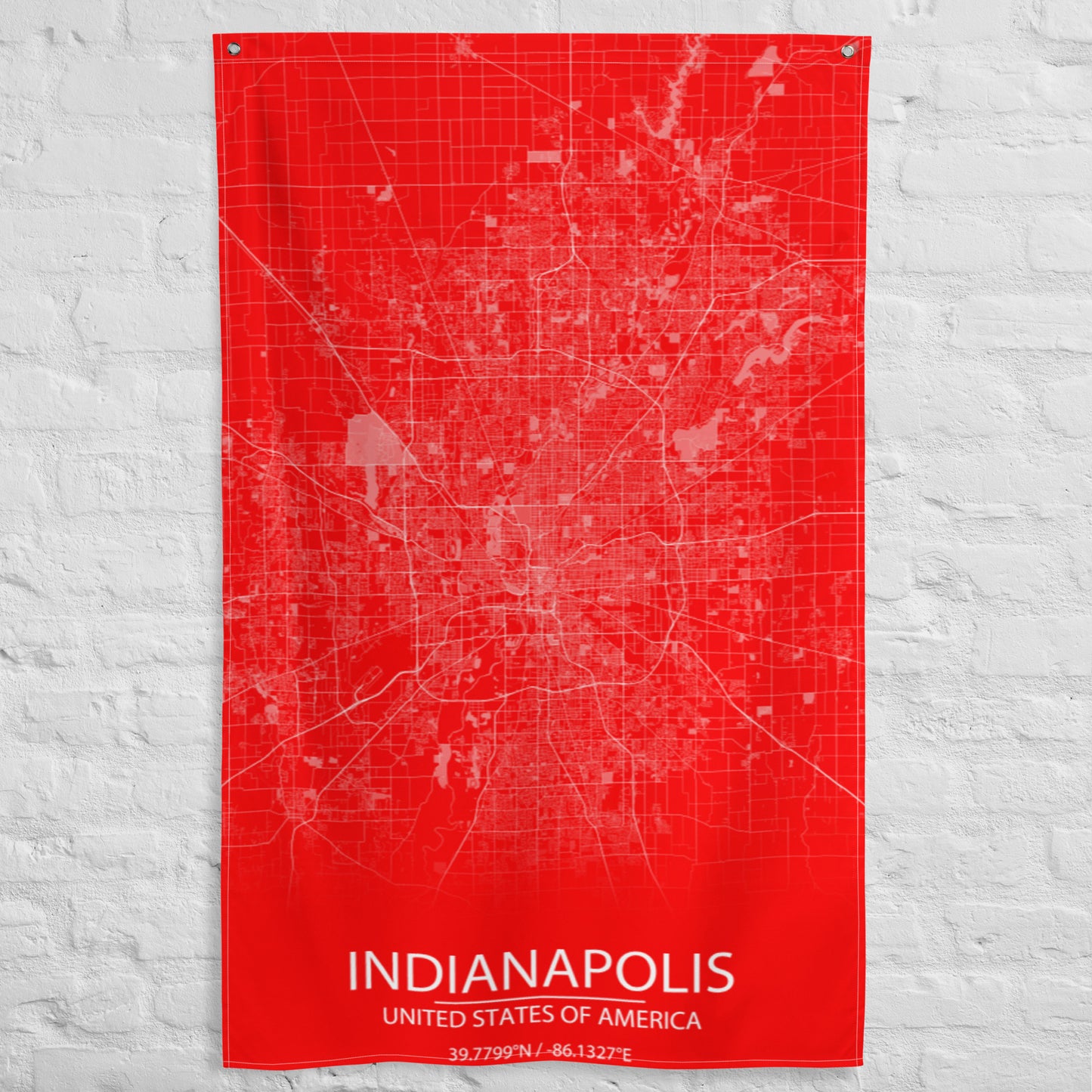 Indianapolis Red and White Flag Map