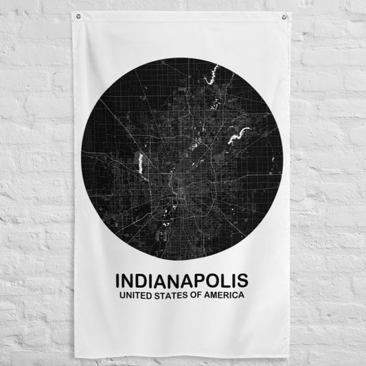 Indianapolis Circular Black Flag Map