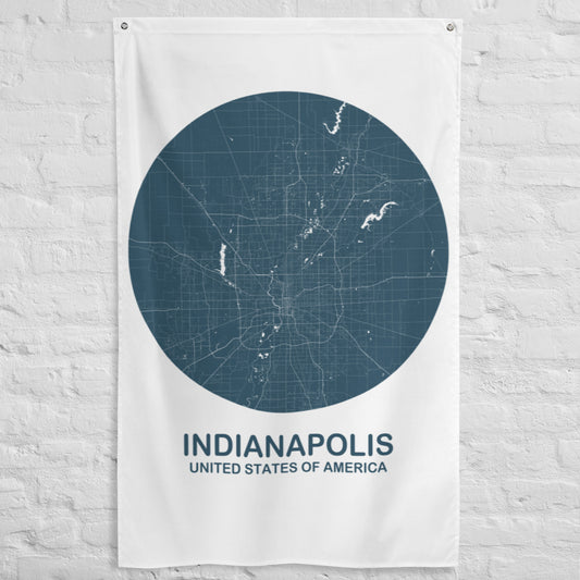 Indianapolis Circular Blue Flag Map