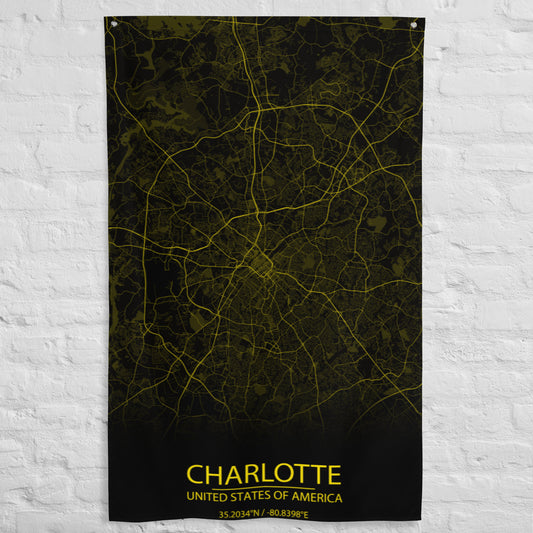 Charlotte Black and Yellow Flag Map