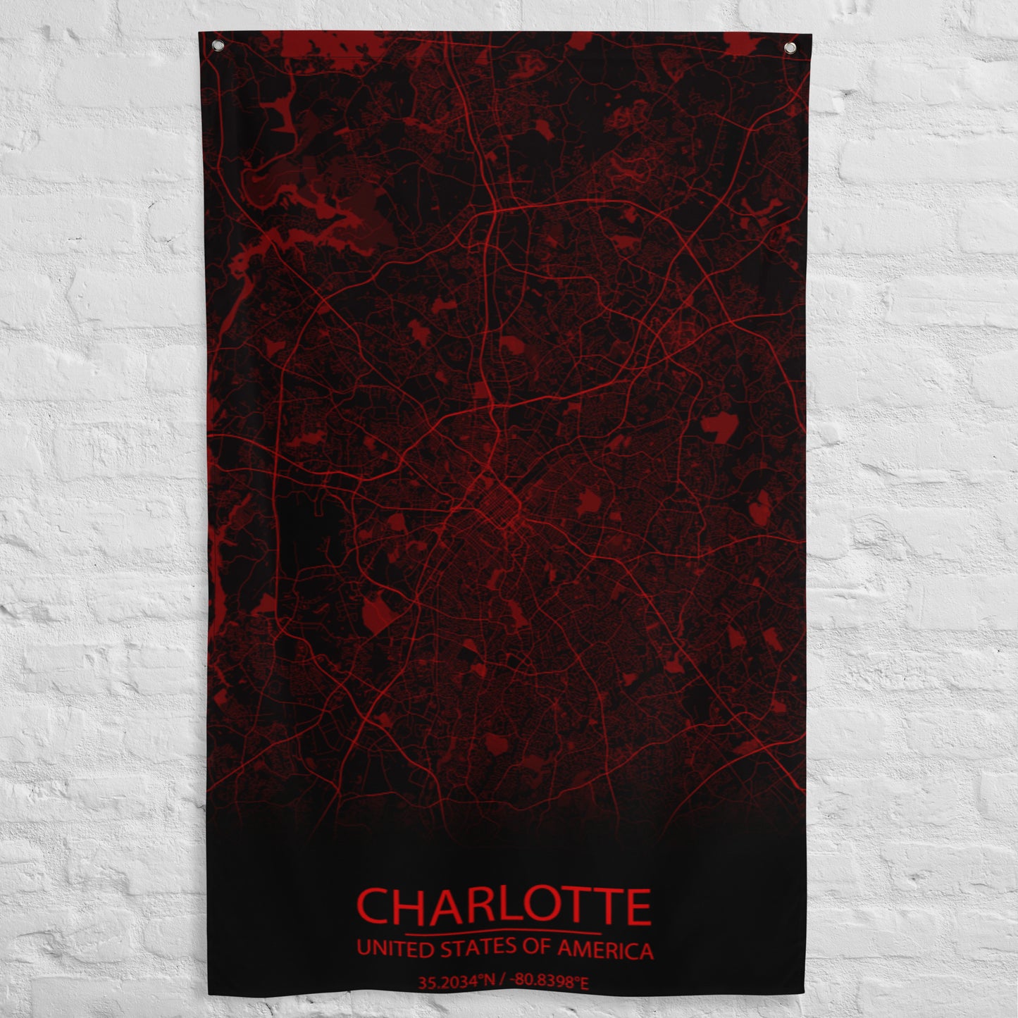 Charlotte Black and Red Flag Map