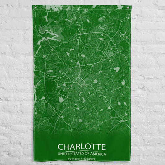 Charlotte Green and White Flag Map