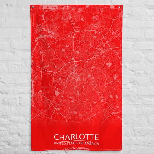 Charlotte Red and White Flag Map