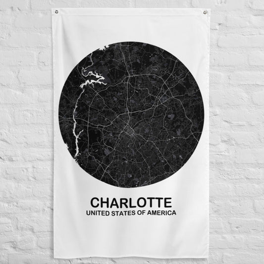 Charlotte Circular Black Flag Map