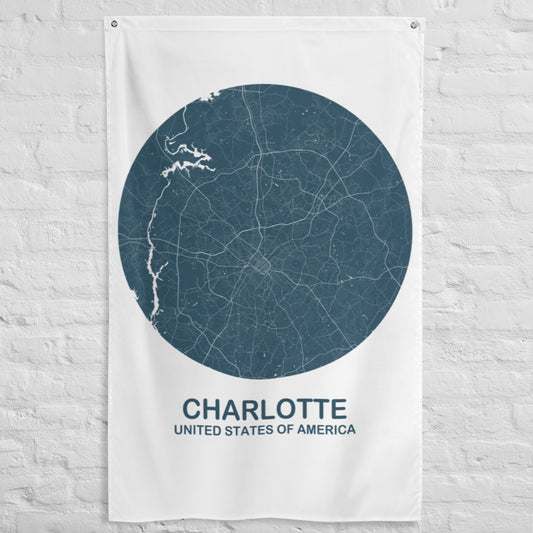 Charlotte Circular Blue Flag Map