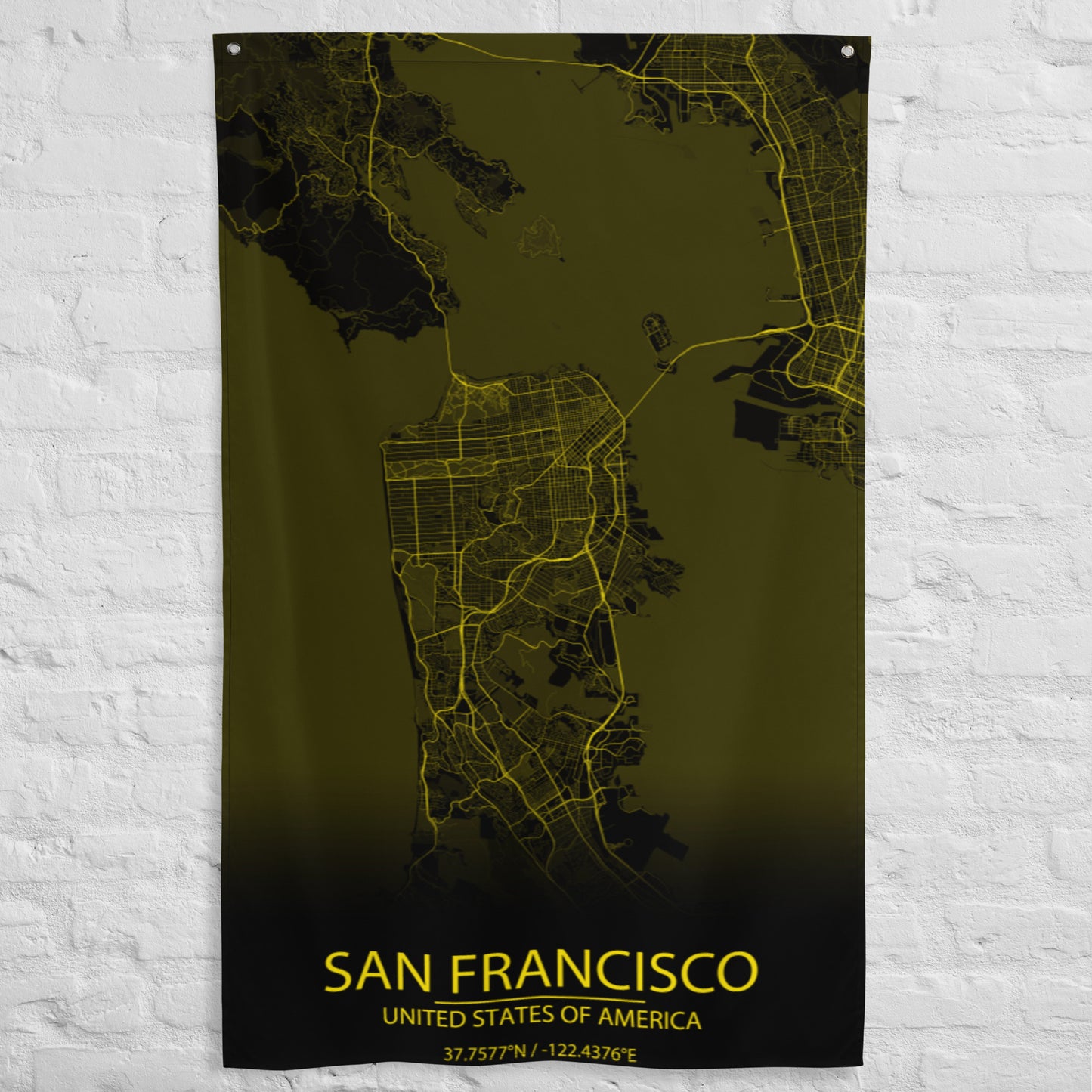 San Francisco Black and Yellow Flag Map