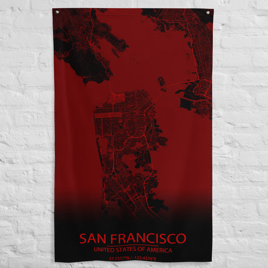 San Francisco Black and Red Flag Map