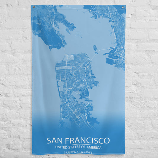 San Francisco Blue and White Flag Map