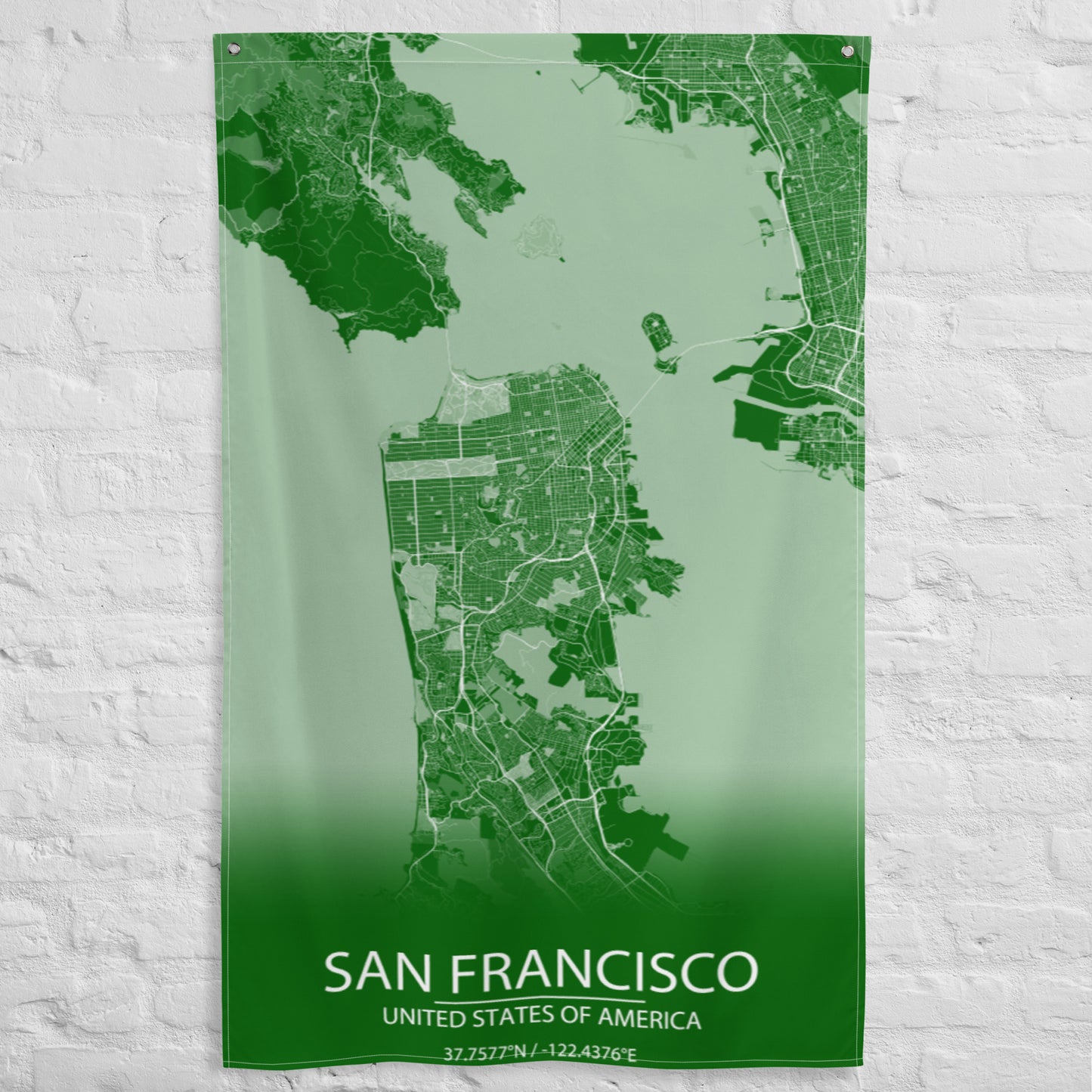 San Francisco Green and White Flag Map