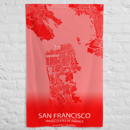 San Francisco Red and White Flag Map