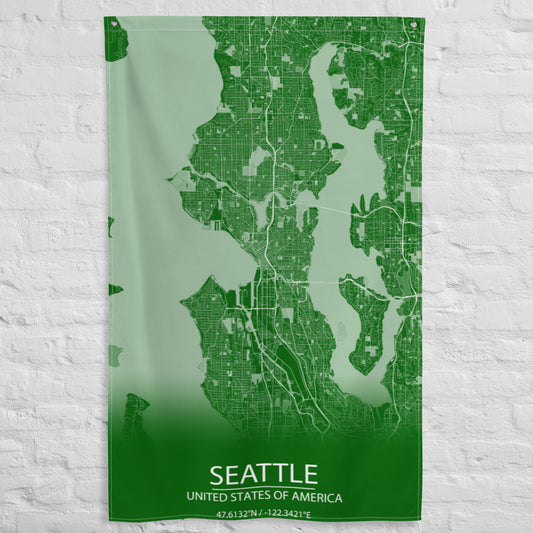 Seattle Green and White Flag Map