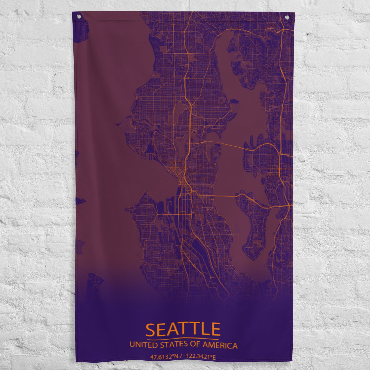 Seattle Purple and Orange Flag Map