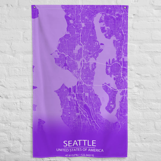 Seattle Purple and White Flag Map