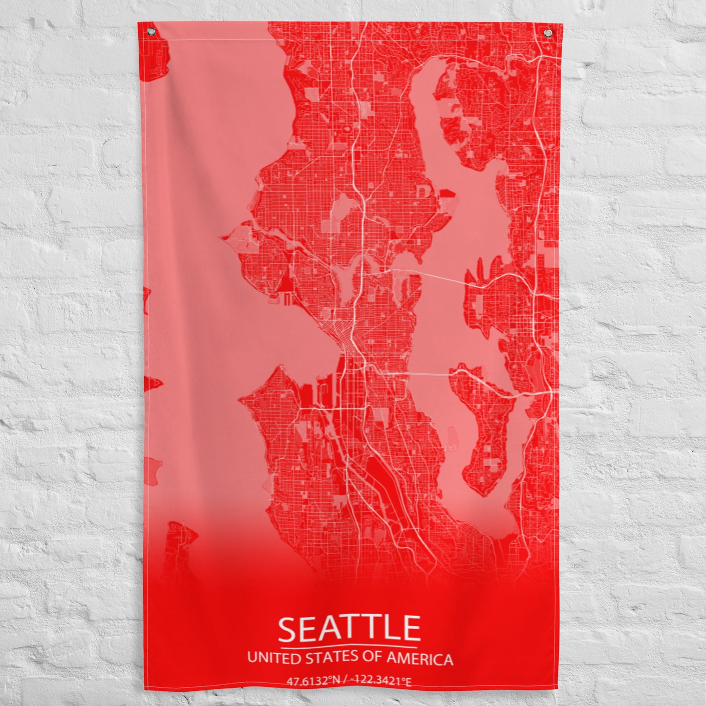 Seattle Red and White Flag Map