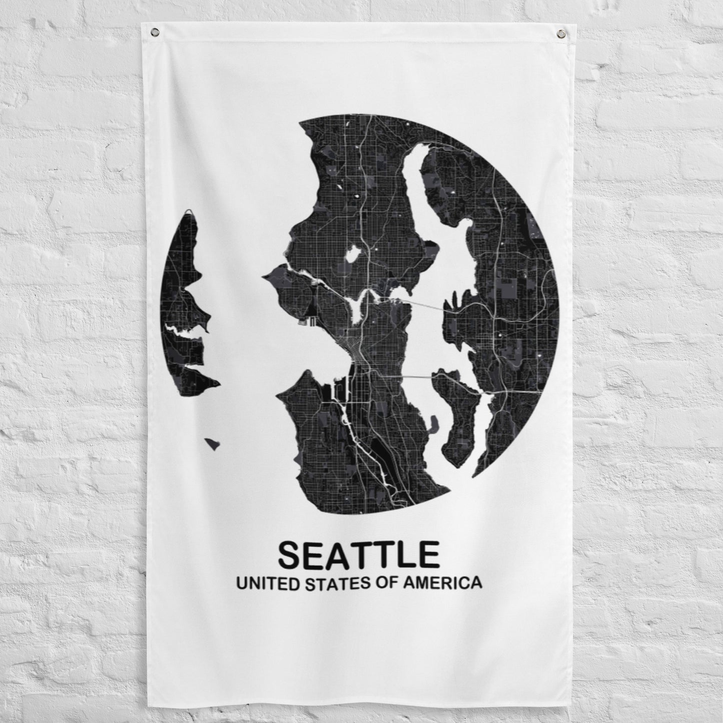 Seattle Circular Black Flag Map