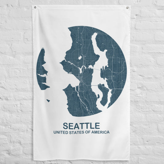 Seattle Circular Blue Flag Map