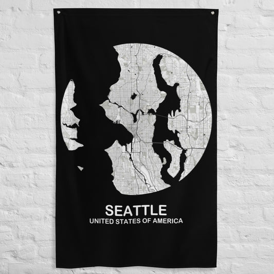 Seattle Circular White Flag Map