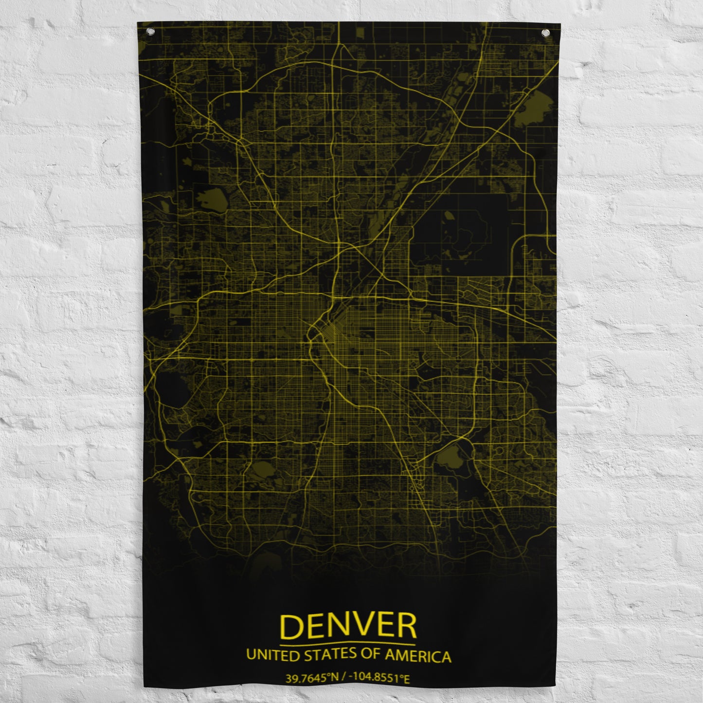 Denver Black and Yellow Flag Map