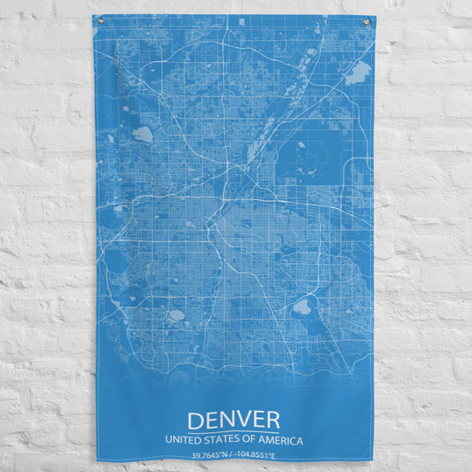 Denver Blue and White Flag Map