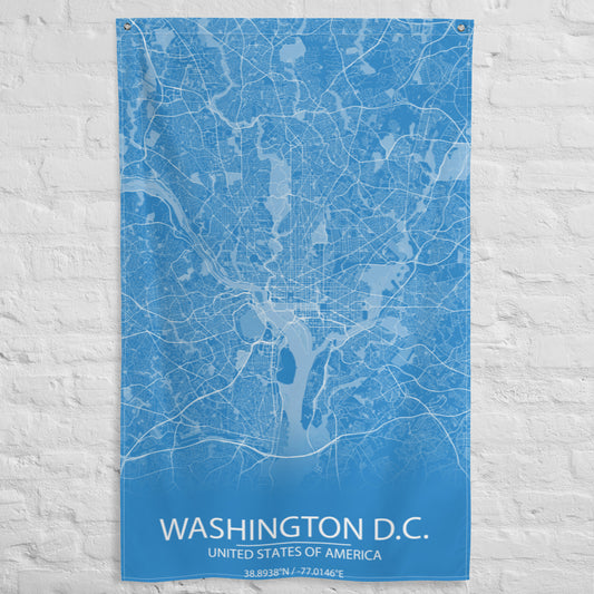 Washington, D.C. Blue and White Flag Map