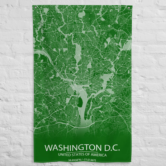 Washington, D.C. Green and White Flag Map