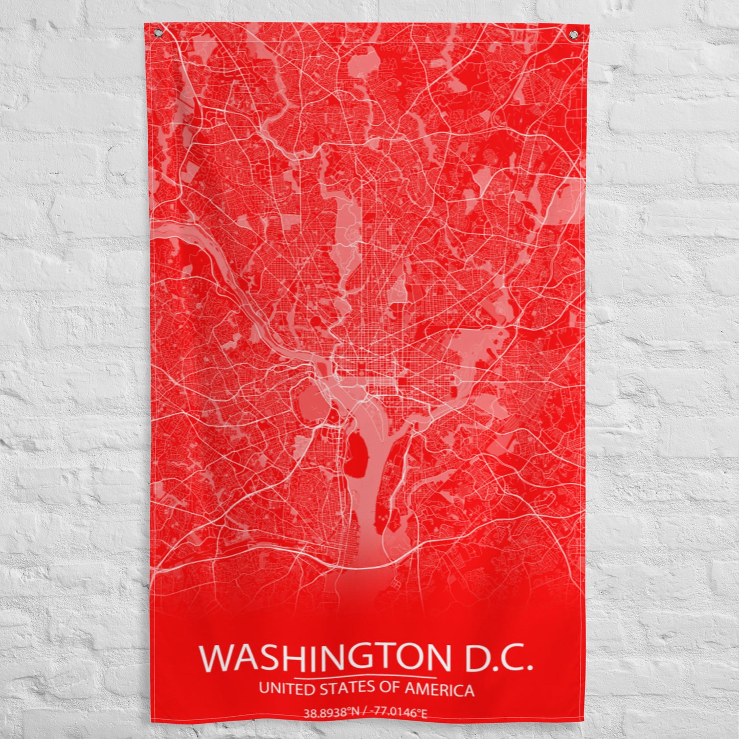 Washington, D.C. Red and White Flag Map