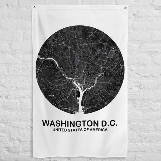 Washington, D.C. Circular Black Flag Map