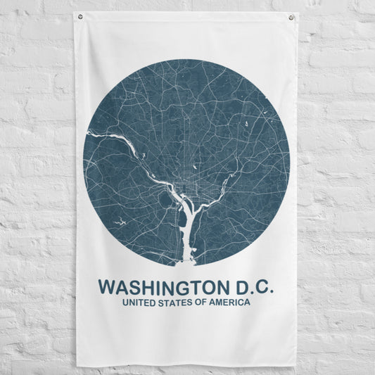 Washington, D.C. Circular Blue Flag Map