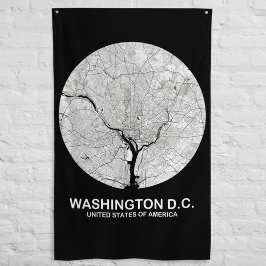 Washington, D.C. Circular White Flag Map