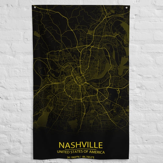 Nashville Black and Yellow Flag Map