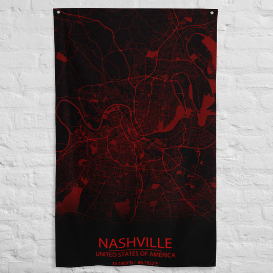 Nashville Black and Red Flag Map