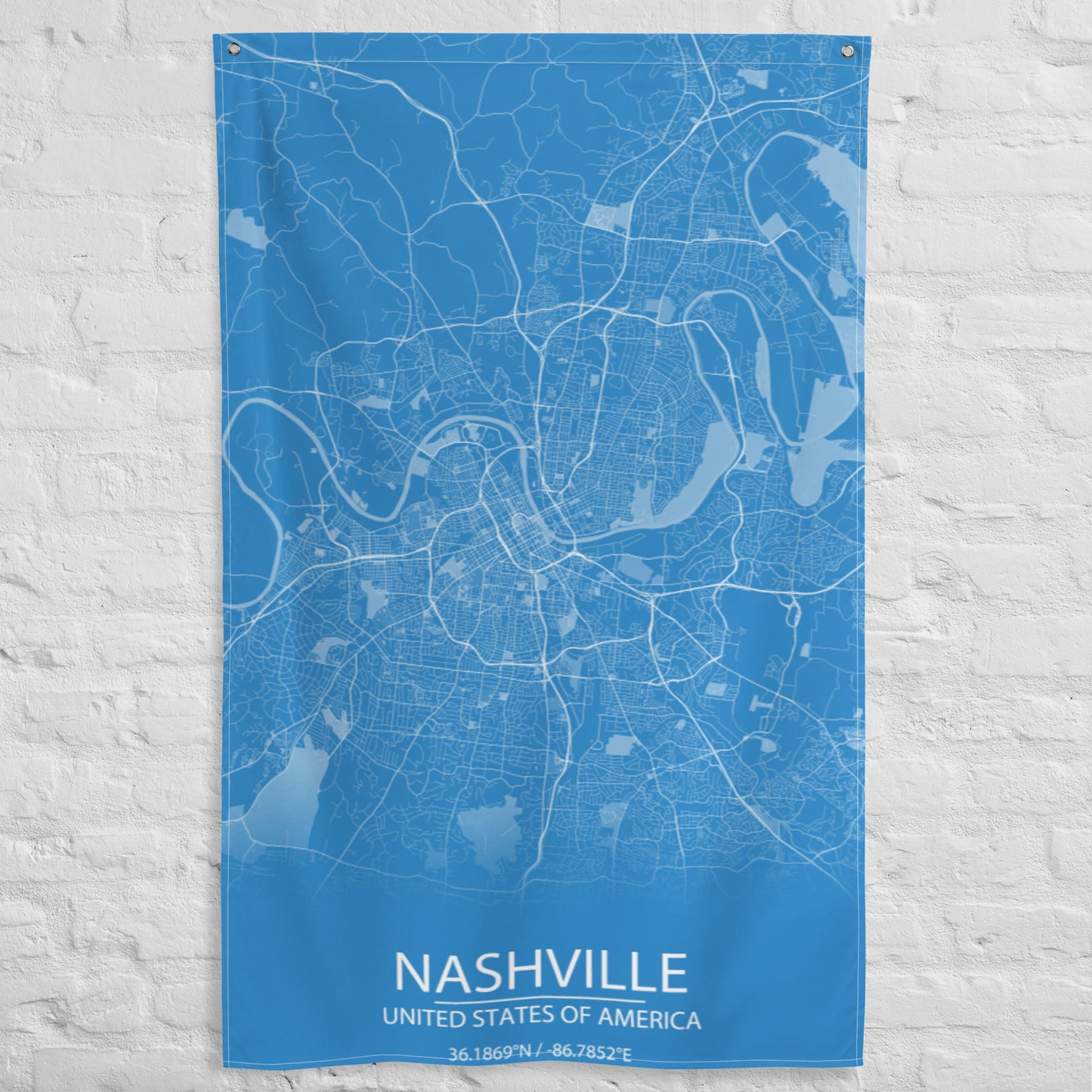 Nashville Blue and White Flag Map