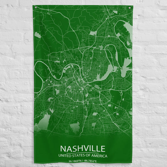 Nashville Green and White Flag Map