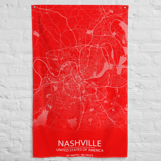 Nashville Red and White Flag Map