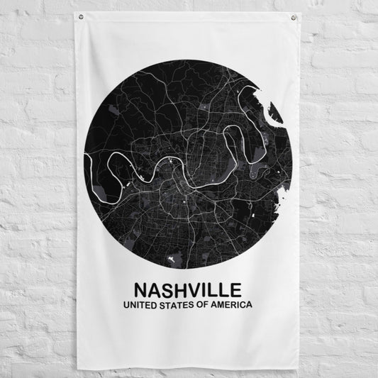 Nashville Circular Black Flag Map